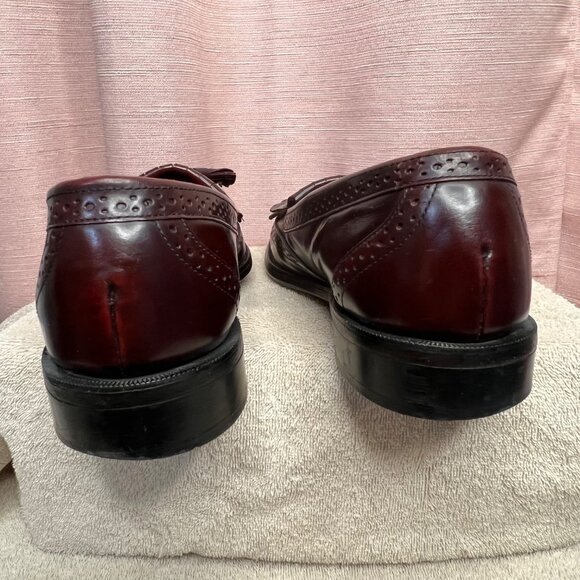 VTG Dexter Burgundy Tassel Loafers 8.5M Wingtip Brogue Leather Dress USA Comfort - Picture 7 of 16